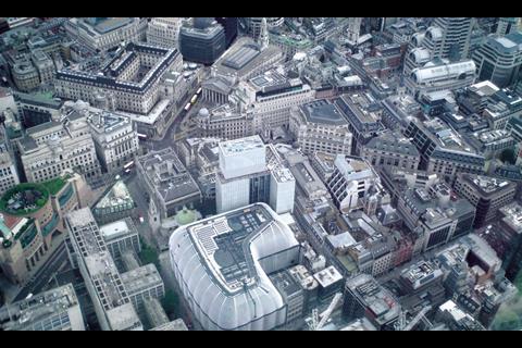 Aerial view with Foster’s Walbrook building below.